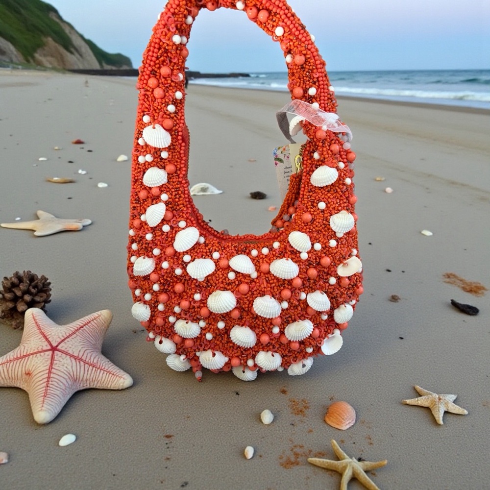 SUMMER EDITION - Made in India Clam Shell Hand-Beaded Shoulder Bag